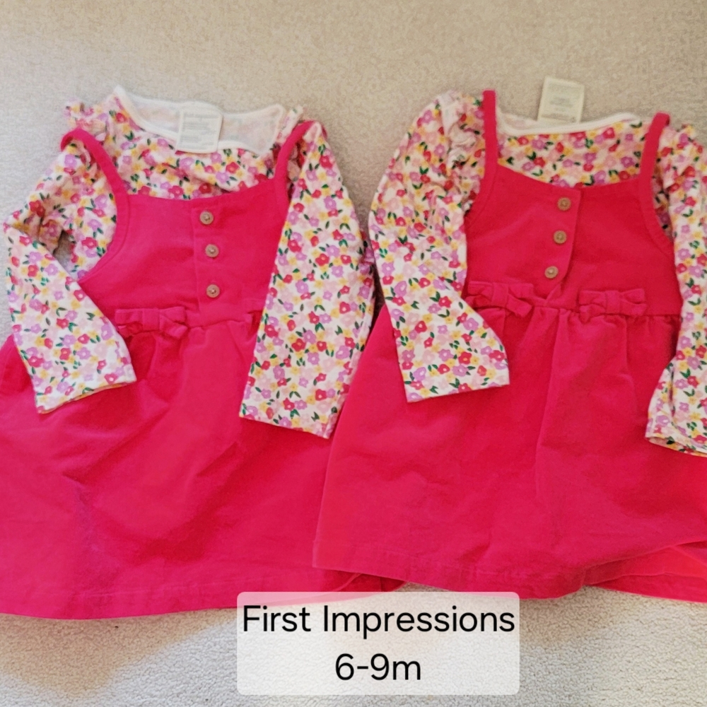 First Impressions Vibrant Pink Floral Dress Set